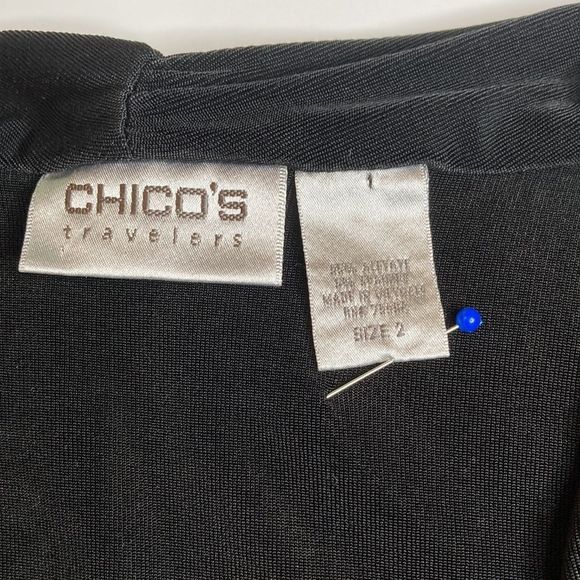 Chico’s Dress Travelers Faux Wrap Black Long Sleeves Slinky Dress - Picture 8 of 12